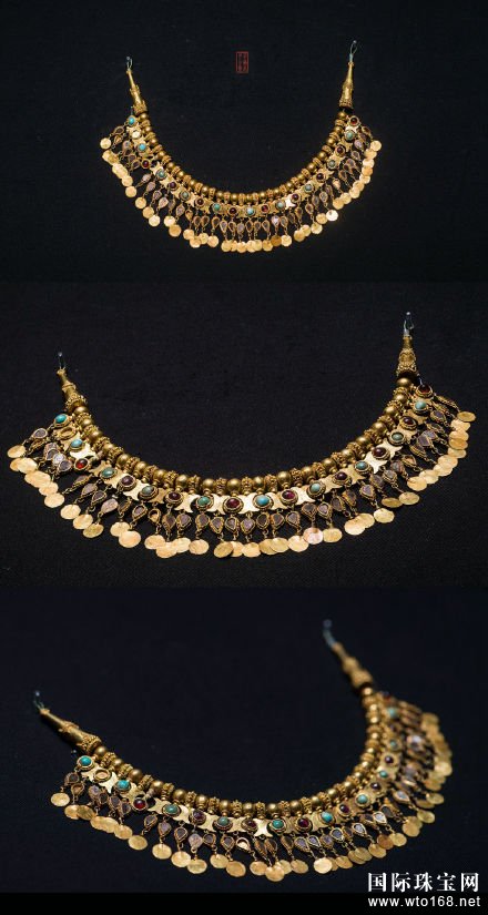 阿富汗国家博物馆藏珍宝展|装饰了绿松石的黄金项链